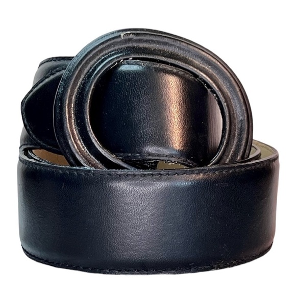 Worthington Vintage Wide Black Leather Belt Retro Statement - Picture 1 of 10